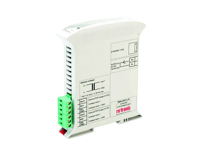 RMS-ADC-L-R | RMS data logger na 2 analogové vstupy, LAN, na DIN lištu