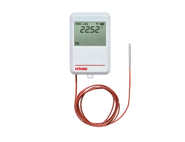 RMS-LOG-W-T10-D | RMS Wi-Fi data logger, 2.4 GHz, pro připojení teplotního snímače T10 (NTC), s displejem
